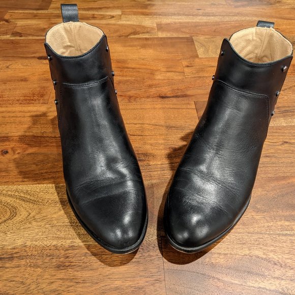 Franco Sarto Black Leather Studded Booties Size 7.5 Women's - Picture 4 of 5